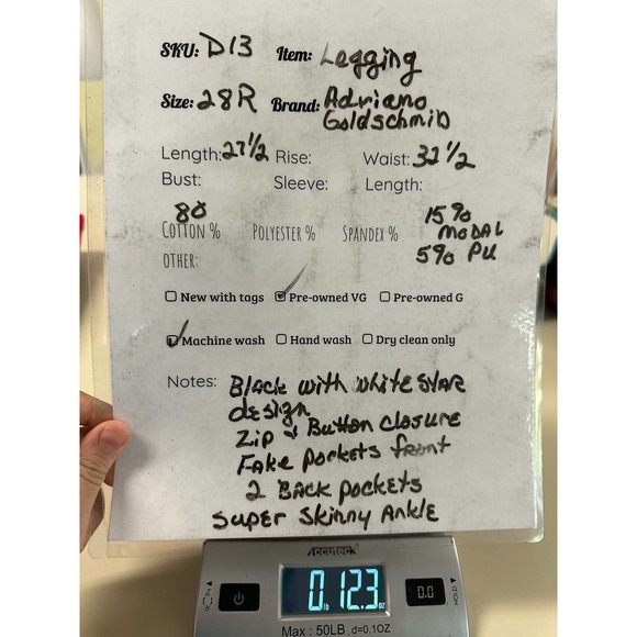 Adriano Goldschmied AG "The Legging Ankle" Black and White Star Velvet Feel Pant - Picture 5 of 5